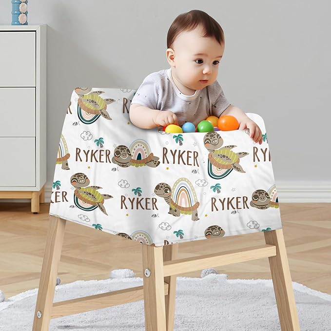 Personalized Baby Car Seat Cover Stroller Canopy: Custom Name Newborn Baby Boy Girl Elastic Turtle Nursing Cover for Moms First Birthday Gift Green(one Size)