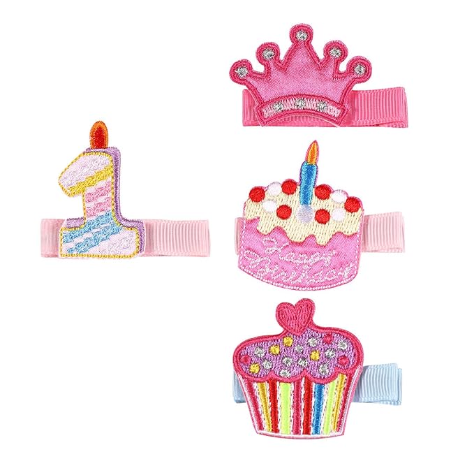 Baby Birthday Hair Clips Pin Birthday Girls Hairclips Cake Crown Girls Hairpin JBC34 (Set-A1)