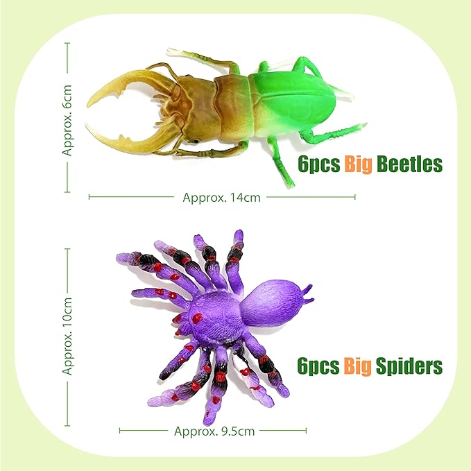 Spider and Beetle Series-12pcs Temperature Color Change Bath Toys,Water Table Toys for Goodie Bags Fillers,Themed Party,Classroom Rewards,Carnival Prize, for Kids 3+