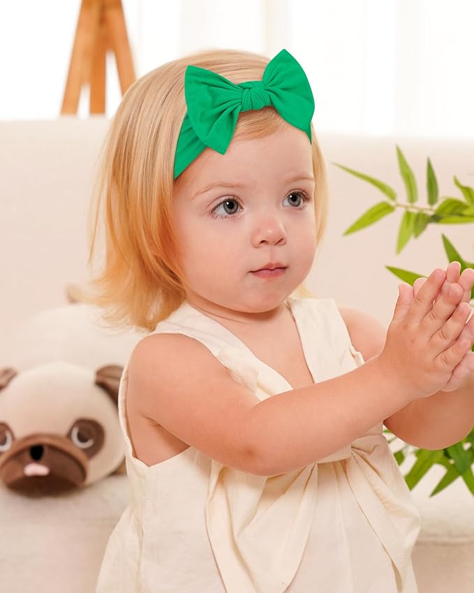 jollybows 3PCS Baby Christmas Bow Headbands Soft Nylon Baby Girl Headbands for Newborn Infant Toddler Kids Cute Bow Wide Hairbands Hair Accessories(White Green Red-Merry Christmas)