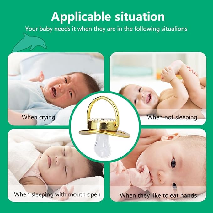 Personalized Golden Letter Baby Pacifier with Clips, Anti-Dust Cover for Newborn Photography, Letter