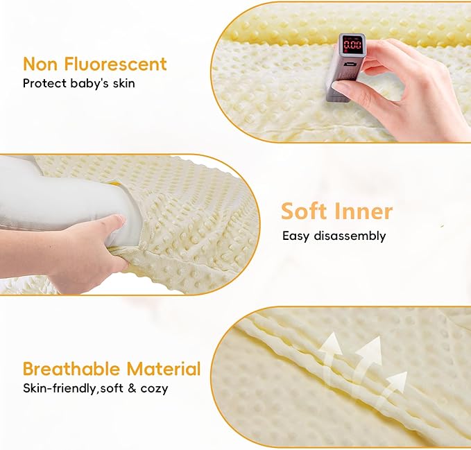 Baby Lounger for Newborn,Baby Play Mat Tummy Time Soft and Breathable Cotton for Playtime & Learnning,Babies Essentials Gifts Home Travel 0-12 Months(Yellow Bean)
