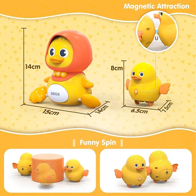Crawling Duck Musical Toy, Baby Toy for Toddler, Sound Toys for 18+ Months, Early Educational Baby Toys with Light, Includes One Large Duck and Two Ducklings (Batteries Included)