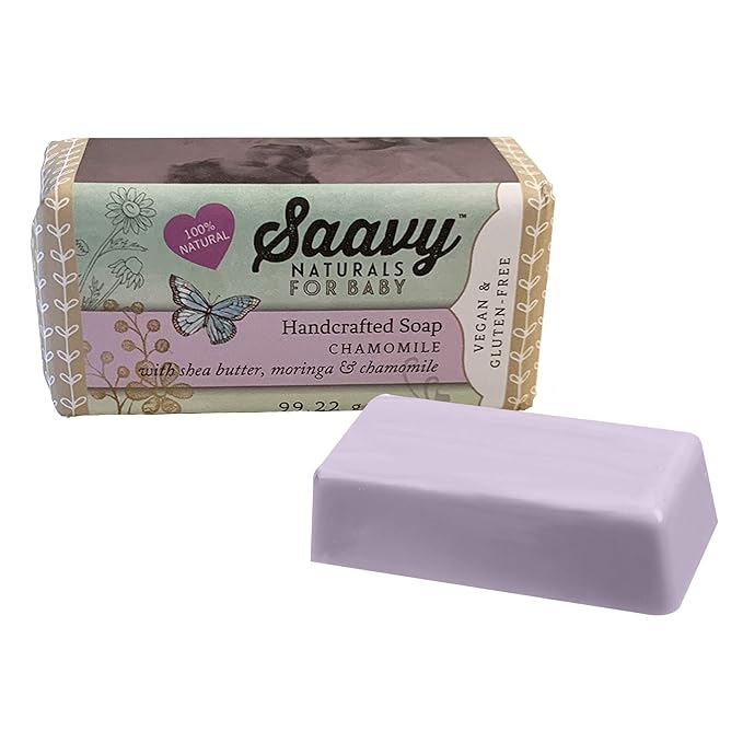 Saavy Naturals 2 PACK Baby Chamomile 3.5 oz Baby Bar Soap | Organic Skin Care for Infant Bath Time with Shea Butter & Moringa | Baby Shower Gifts |