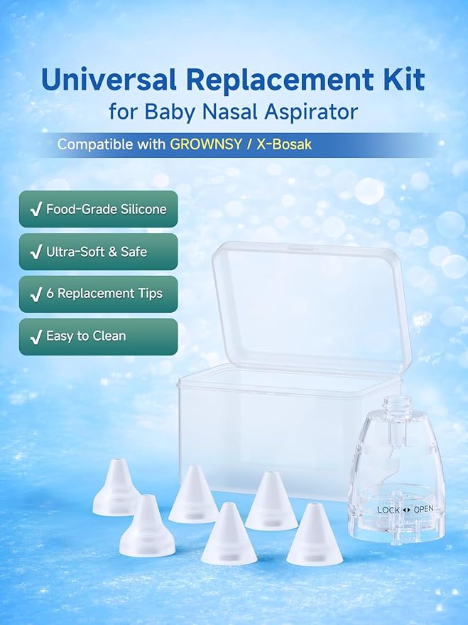 Nasal Aspirator Replacement Tips Compatible with GROWNSY, X-Bosak, Baby Nasal Aspirator Parts, Soft Silicone BPA-Free Accessories