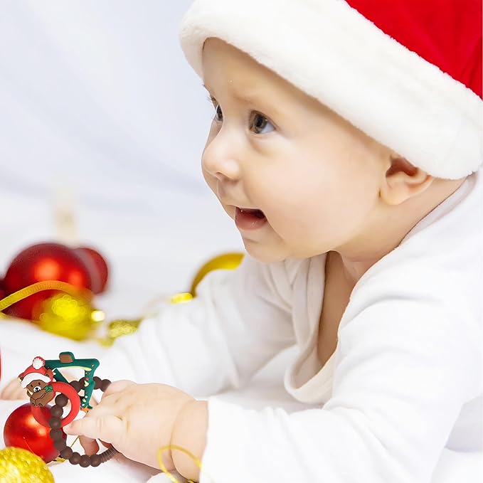 Christmas Baby Silicone Teether Christmas Tree and Bear Teething Ring Christmas Teething Toys Toddler Teething Chew Toys Christmas Gifts or Chritmas Stocking Filler