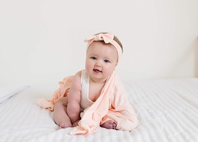 Copper Pearl Baby Bows: Stylish Headbands for Baby Girls, Premium Soft and Stretchy Baby Headbands, Perfect for Newborns, Trendy Designs - Blush