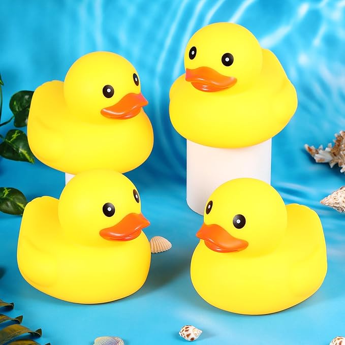 Deekin 12 Pcs Large Yellow Rubber Ducks Bulk Large Duck Squeak Rubber Bathtub Floating Bath for Birthday Party Decoration Gift Swimming Pool (7 Inch)