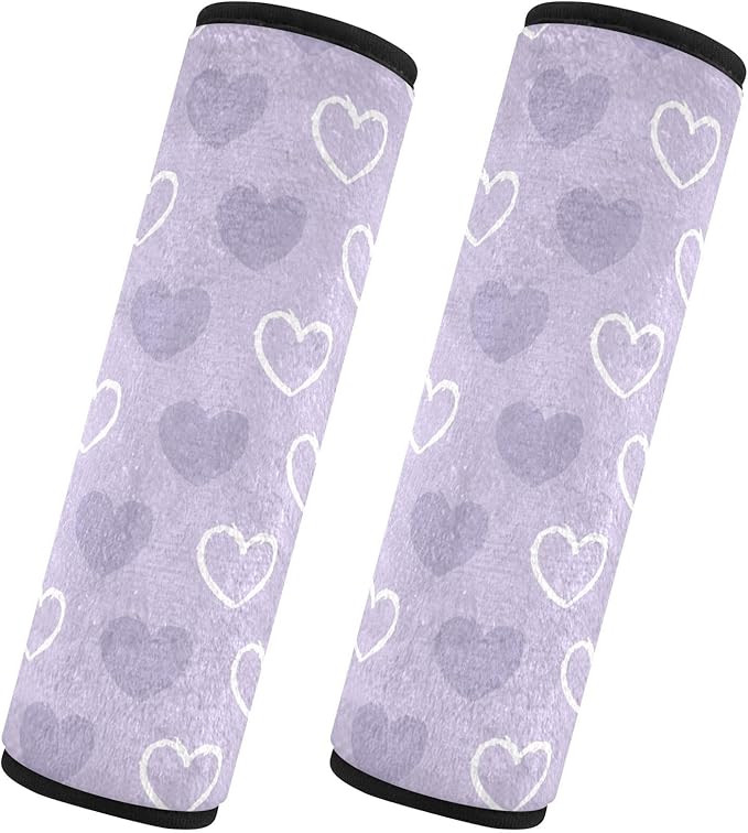 2 Pack Seatbelt Covers Seat Belt Cover Pad for Adults Boys Girls Car Seat Strap Covers Pads Cushion Universal Shoulder Strap Pad Protector for Backpack Camera Bag 10 x 7.7 Inch Purple Heart