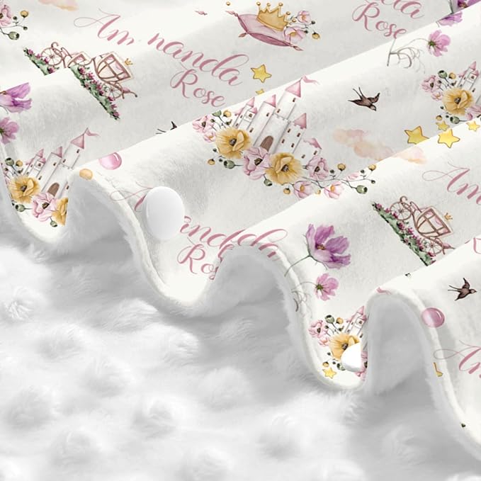 Personalized Baby Car Seat Canopy for Babies, Custom Name Baby Car Seats Covers for Girls, Opening Minky Nursing Breastfeeding Cover for Infant, Carseat Canopies for Newborn (Princess Floral)