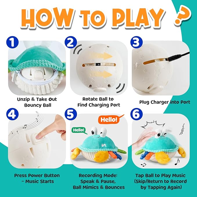 Baby Toys for 12 18 Months - Musical Crawling Dancing Bouncing Learning Crab Plush Toy - Infant Tummy Time Sensory Toys for Toddlers 1-3 Year Old Boys & Girls Easter Christmas Birthday Gifts