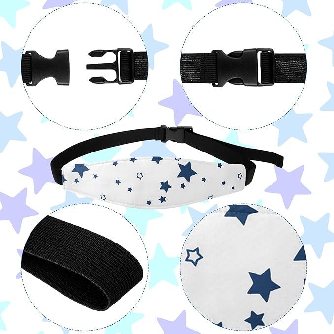 HESTYA 2 Pcs Carseat Head Support Toddler, Stroller Seat Headrest for Sleeping Traveling, Neck Relief Headband Strap for Kids Children Toddler Infant(Star)