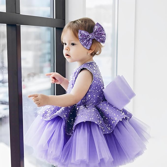 Hair Clip with 5 inches Sequins Large Bow Alligator Hair Accessory for Girls, Women, Teens, Babies Gift, Deep Purple