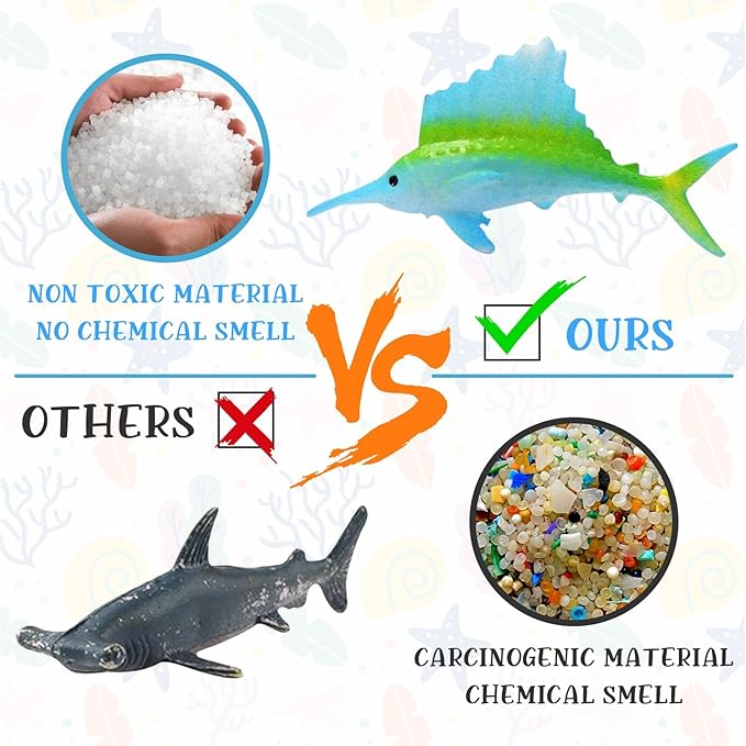 OuMuaMua 42pcs Realistic Mini Sea Creature Figure Toys - Ocean Animals, Bath Toys for Kids & Toddlers