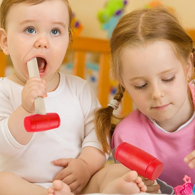 2pcs Toy Hammer Simulation Wooden Hammers Plastic Toddler Hammer SmallPortable Kids Maintenance Tools Toys Pretend Fake Mallet Hammers for Boys Girls