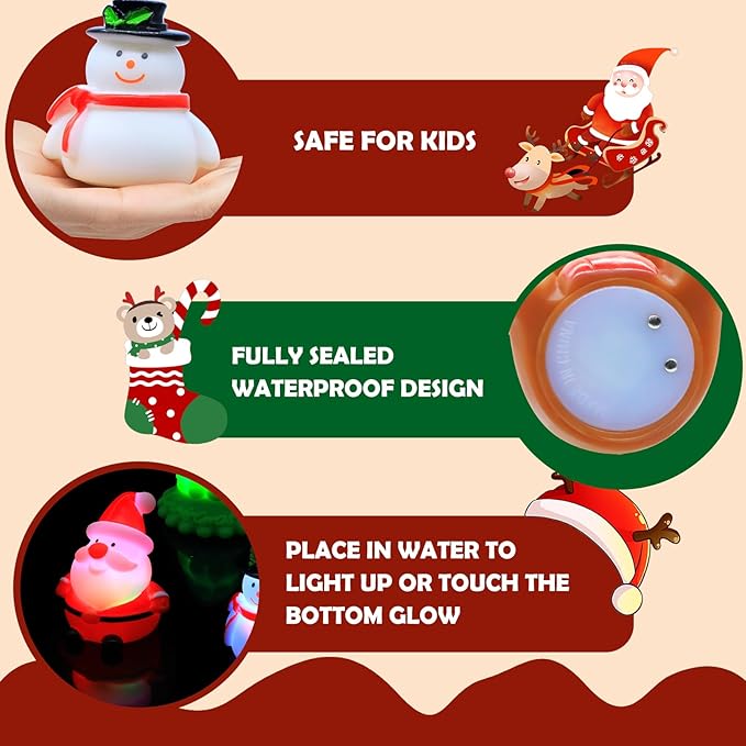 Christmas Bath Toys for Toddlers: Light-Up Floating Baby Toddler Kids Bath Toys Set for Boys & Girls Christmas Birthday Xmas Gifts