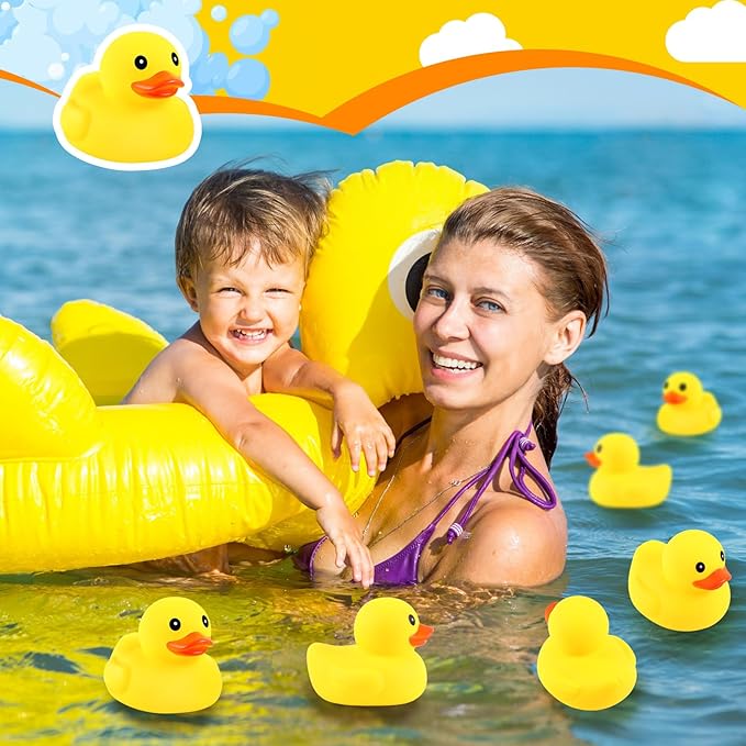 Deekin 40 Pcs Large Yellow Rubber Ducks Bulk Large Duck Squeak Rubber Bathtub Floating Bath for Birthday Party Decoration Gift Swimming Pool (5 Inch)