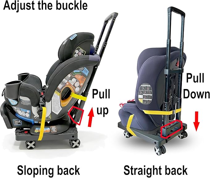 Car Seat Dolly for Airport - CarSeat Roller Cart Wheels for Airplane - Car Seat Travel Cart Carrier with Straps Foldable Luggage Trolley Folding Hand Truck(Green)