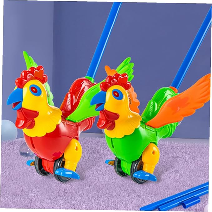 SUPVOX Push and Pull Rooster Walker for Detachable Handle Learning Cart Early Educational Animal Plaything for Walking Development and Observation Skills Safe Plastic Design Random Color