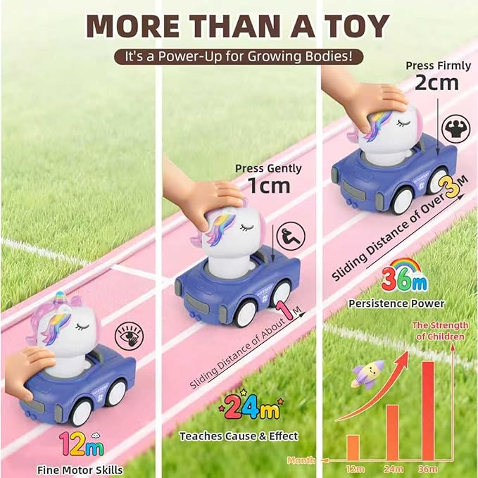 Press to Go Car Toys for Toddlers 1-3, Animal Baby Cars, Push Go Friction Inertia Car, Infant 6-9-12-18 Month, 1st Birthday Gift for 1-2 Year Old Boy Girl