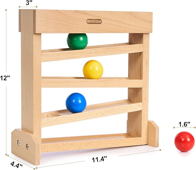 Montessori Ball Drop Toy, Wooden Ball Tracker, Early Developmental Pound Toys for Toddlers for 1-3 Year Old, Boys Girls Baby Birthday Gift