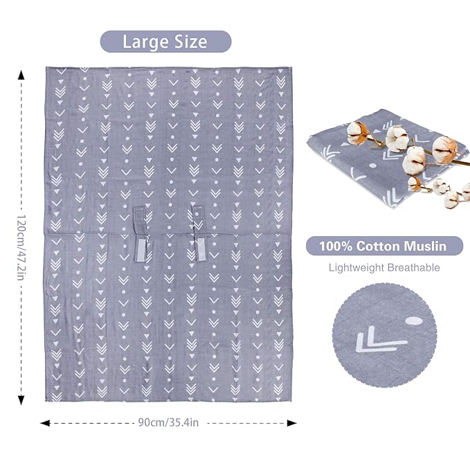 Metplus Car Seat Cover Baby boy, 100% Muslin Cotton Infant Carseat Covers, Lightweight Breathable Car Seat Canopy, Summer Stroller Sun Shade, Newborn Travel Essentials(Arrow)