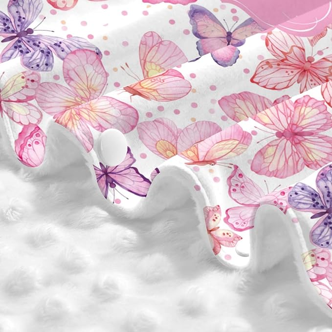 Personalized Baby Car Seat Canopy with Name – Custom Pink Butterfly Minky Nursing Cover for Girls, Soft Stroller Cover for Infants & Newborns, Carseat Canopy for Breastfeeding