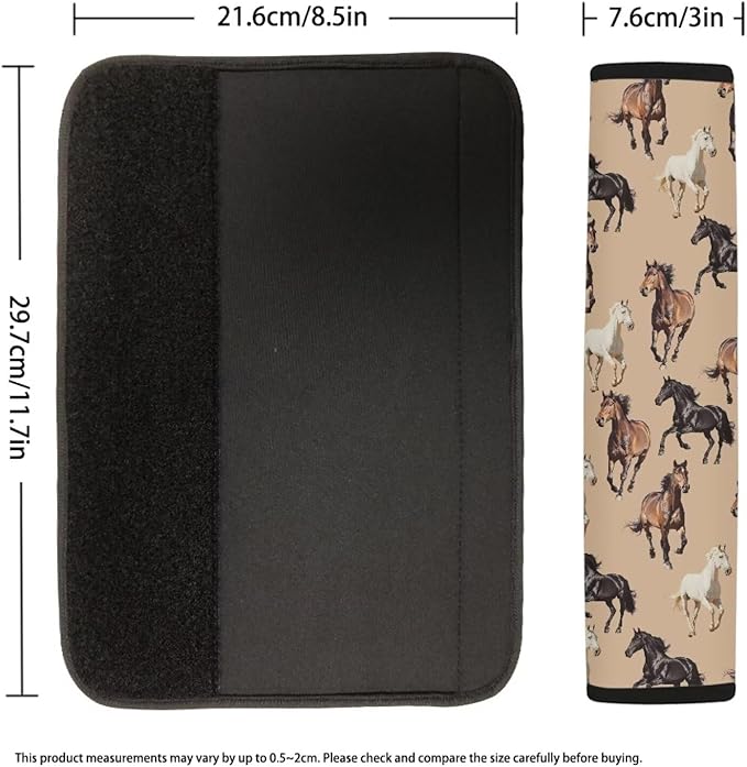 Car Seat Belt Cover Pad Comfortable Shoulder Seatbelt Pads Cushions 2-Piece for Adults Car Interior Decor Horse Herd Print