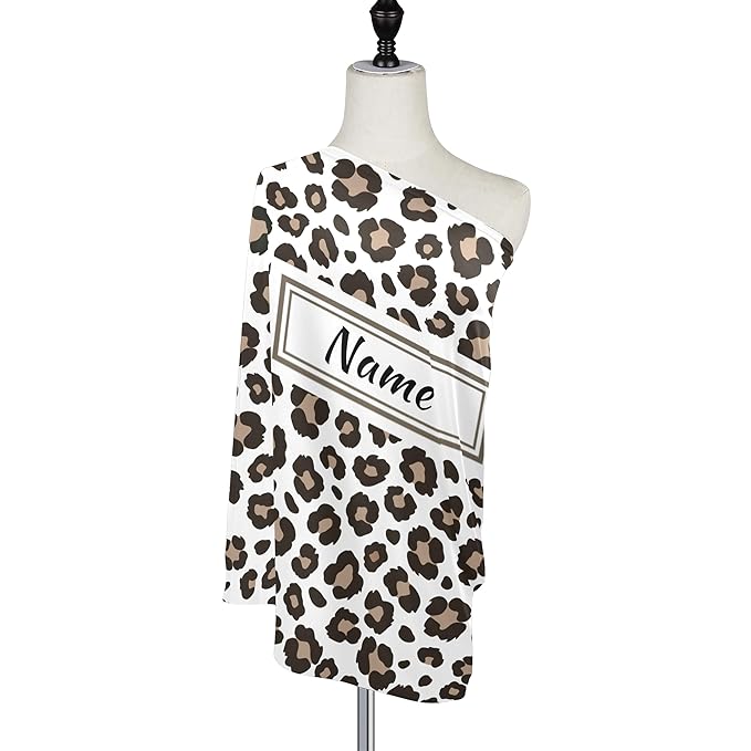 Custom Leopard Cheetah Baby Car Seat Cover Personalized Your Name Nursing Covers Breastfeeding Scarf Infant Carseat Canopy for Mom Baby Gift