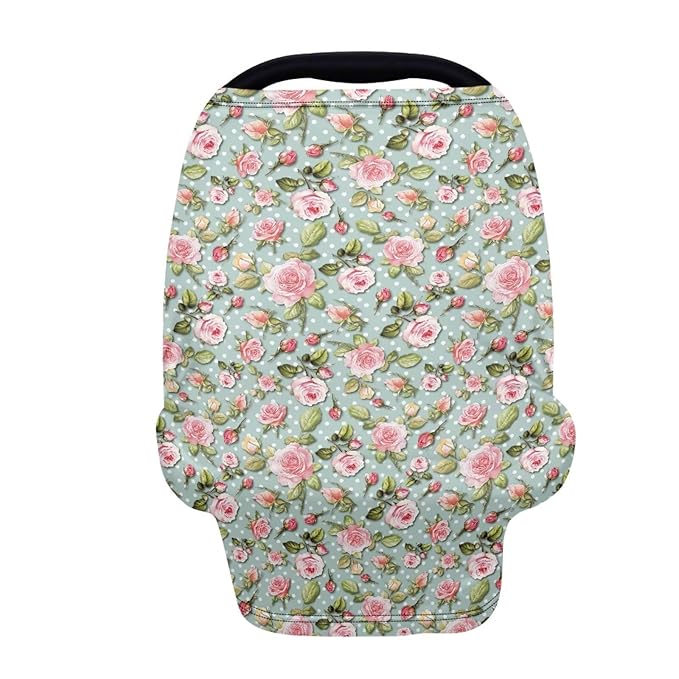 AFPANQZ Pink Flower Baby Car Seat Canopy Nursing Cover Breastfeeding Scarf Shopping Cart Covers Stroller Breathable Sunshade High Chair Cover Car Seat Covers for Girls and Boys