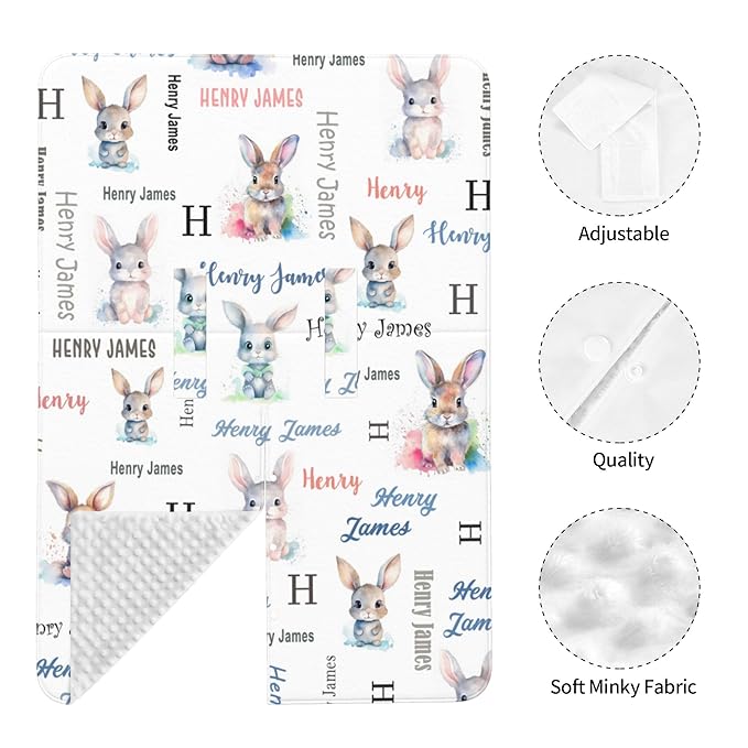 Personalized Winter Baby Car Seat Cover with Name Rabbit Winter Car Seat Cover for Baby Seat or Stroller Custom Infant Car Seat Covers Bunny Minky Blankets Nursing Cover Breastfeeding Scarf