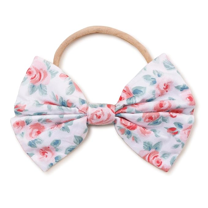 cherrboll Baby Girl Headbands and Socks Set, 3Pcs Soft Floral Hairbands Hair Bows Knit Socks for Newborn Infants Toddlers Photography Props Gifts