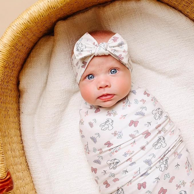 Copper Pearl Baby Stretchy Soft Knit Headband Bow Minnie Mouse's Bowquet