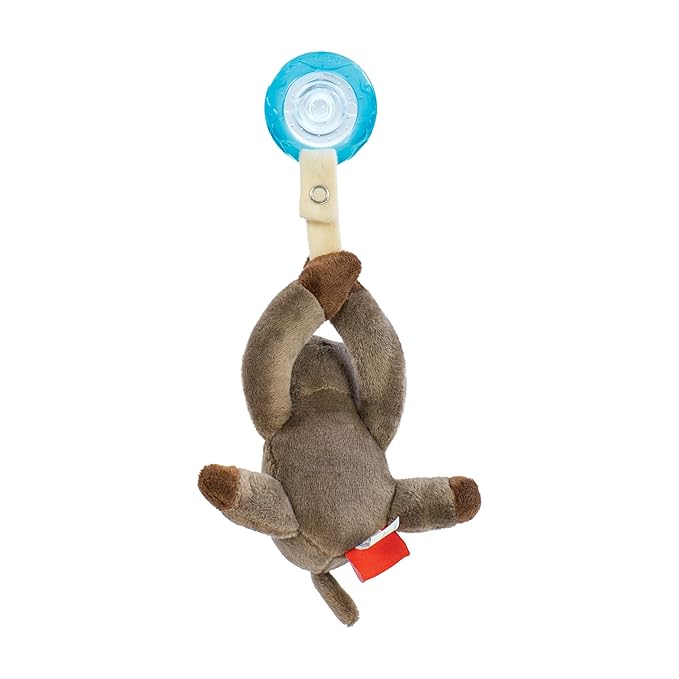 Nuby Soft Plush Pacifinder with Detachable Silicone Pacifier: 0-6 Months, Sloth, Natural Cherry Shape, Brown, one Size
