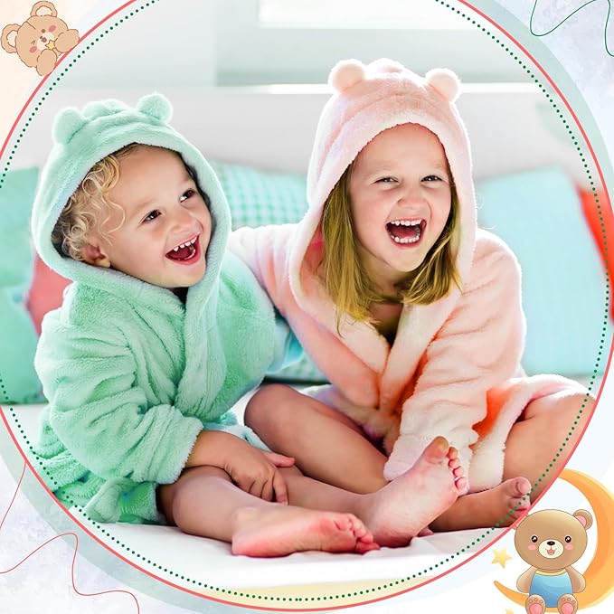 Xtinmee Toddler Bath Towels Hooded for Kid 0-5 Year 28 x 47 Inch Absorbent Baby Hooded Towel with Bear Ears Large Boys Girls Infant Towels Bathrobe Shower Blanket(Vivid Color,4 Pcs)