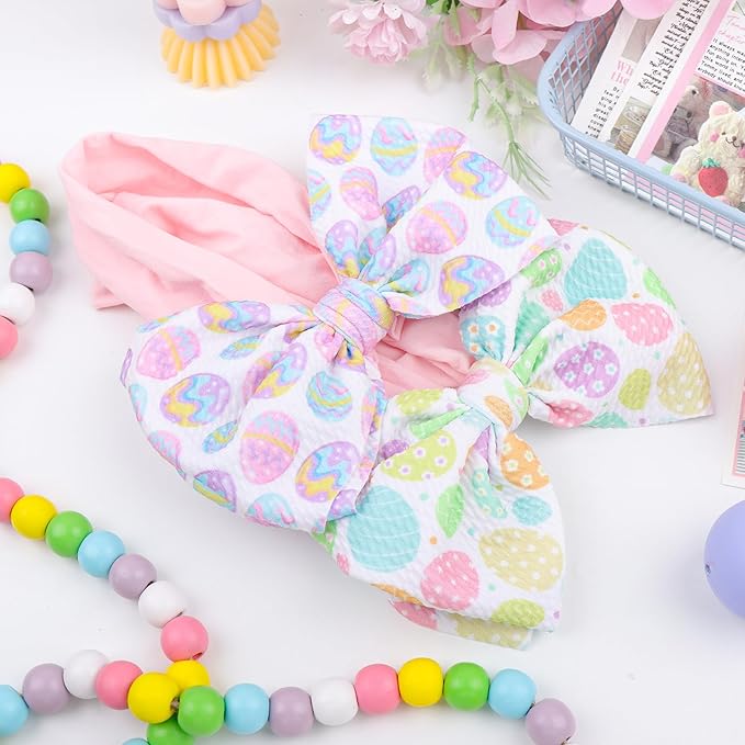Easter Bows for Girls Infant Easter Headbands Hair Bows for Baby Girl Bunny Egg Headband Bow Baby Girl Headbands with Bows Easter Gifts Pink