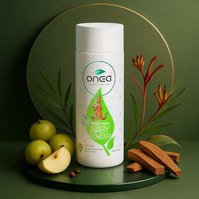 ONEA Natural Apple Baby Powder - Talc-Free, Preservative-Free Natural Body Powder - Reduced Risk of Skin Irritation - Prevents Diaper Rash - 3.5 oz