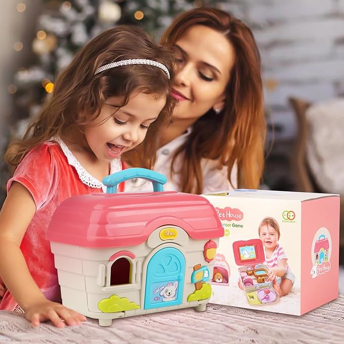 nicknack Interactive Music Toy for Toddlers, Electronic Mini Puppy & Singing Dog House Playset, Fun Pretend Play with Sounds Songs Educational Toy for 3 4 5 6 Year Old Boys Girls, Ideal Birthday