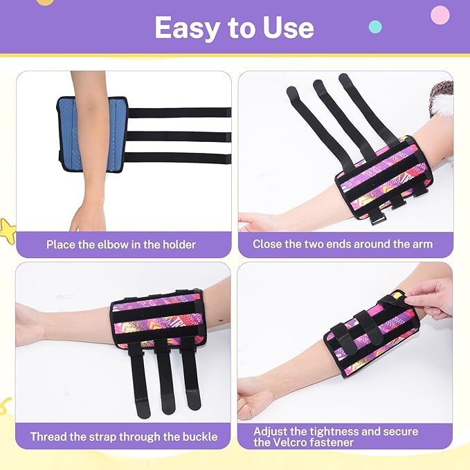 2 Pack Thumb Sucking Deterrent, Nail Biting Treatment Guard, Finger Sucking Prevention for Kids Toddlers – Anti Nose Picking, Scratch Guard, Elbow Immobilizer Splint for Ages 2-6