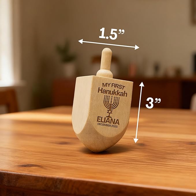 Personalized Wooden Dreidel for Kids Boys & Girls –Custom Engraved Hanukkah Dreidel with Name –Unique Small Hanukkah Gifts for Kids, Friends, and Family – Fun Hanukkah Games and Dreidel Décor Keepsake