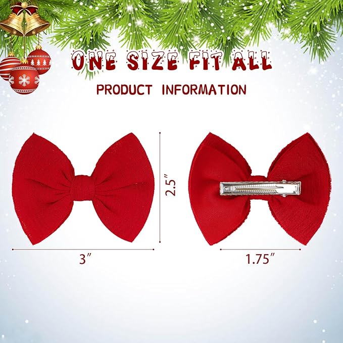 Baby Girls Christmas Hair Bows Clips Handmade Bow Hair Clips Christmas Hair Accessories Alligator Clip for Babies Infant Toddlers Little Kids 6 PCS Red White Green