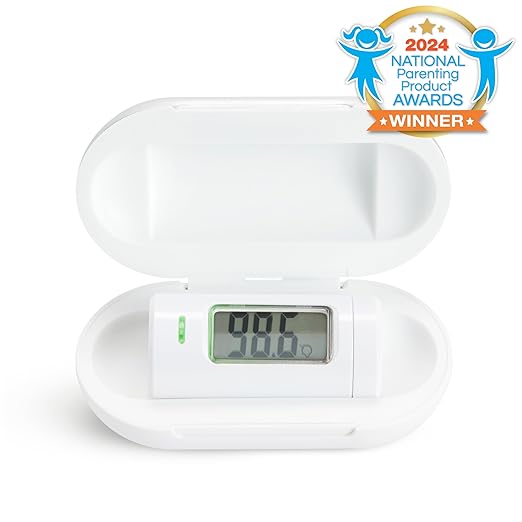Munchkin Forehead Baby Thermometer for Newborns, Kids and Adults, No Touch, Infrared, Fast 1 Second Digital Reading, Travel Case, White