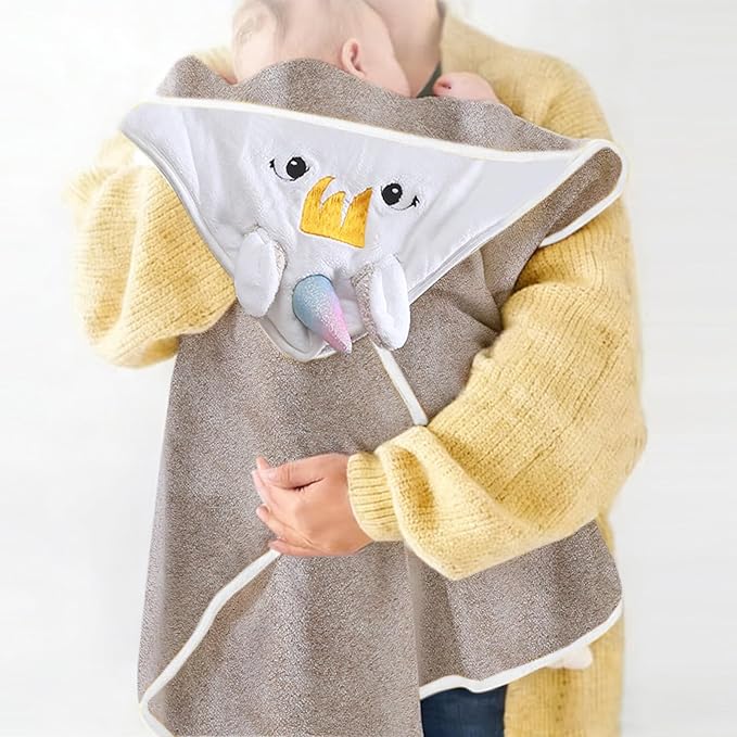 Baby Towels Toddler Bath Towels with Hood Super Soft & Absorbent Plush Fleece Hooded Towels for Baby Large 34x34 Inch (Coffee)