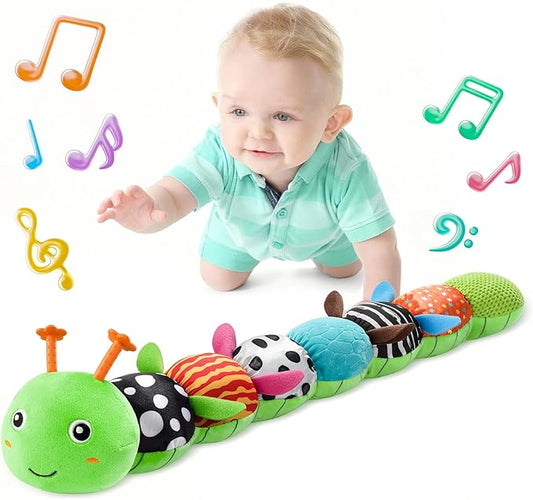 LIGHTDESIRE Baby Toys 6-12 Months Musical Caterpillar,Stuffed Animals Infant Toys 0-6 Months Sensory Toy with Ruler Design,Crinkle&Ring Bell,Baby Teething Toys Tummy Time Gifts Easter Basket Stuffer