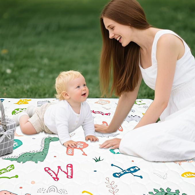 Baby Mat for Floor, Gentle Monster 50x50 Cushioning Padded Baby Playpen Mat, Non-Slip and Machine Washable Crawling Mat for Infants, Babies, Toddlers to Play and Learn Dinosaur Design