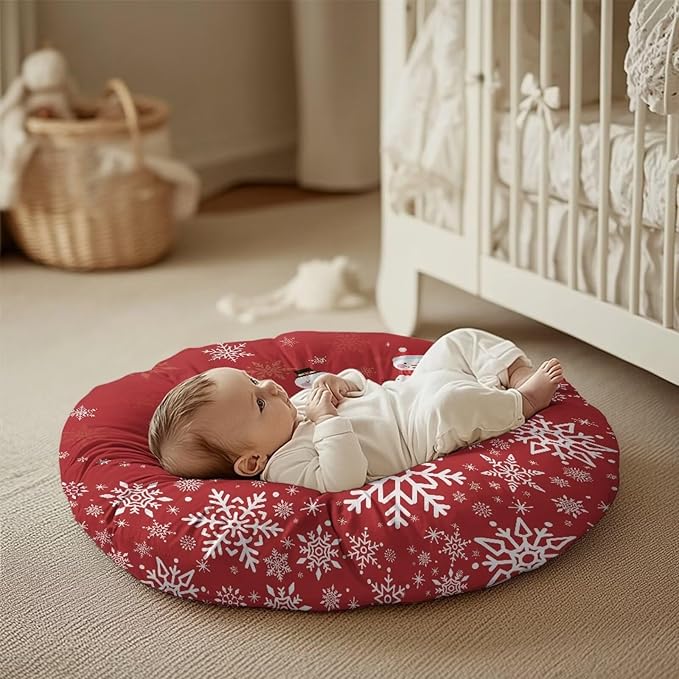 Snowmen and Snowflakes Newborn Lounger Cover Removable Cover Ultra Soft Comfortable Lounger Slipcover Protector Cover for Infant Lounger Pillow Easy to Use and Dustptoof Xmas Decor