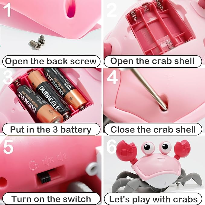 Pbooo Tummy Time Crawling Crab Baby Toy 3-6 Months Learning Walking Dancing Crab Toys for Babies 6-12 9-12 12-18 Months,Infant Toddler Development Toys Age 1-2 1st Birthday Gift