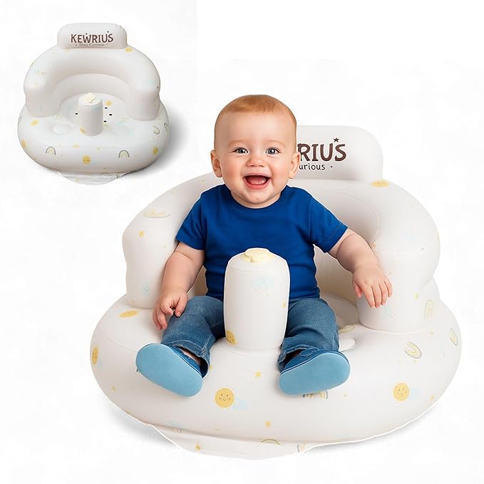 Inflatable Baby Seat Floor Seats for Babies 3 Months and Up for Infants, Blow Up Chair Inflatable Baby Chair, Infant Chair with Built in Air Pump (Inflatable Seat Sky Chair)