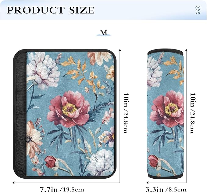 Car Seat Belt Covers 2 Pack Soft Unique Camera Bag Strap Cover for Adults Child Kids S Autumn Flowers Peonies Osteospermum Gladiolus