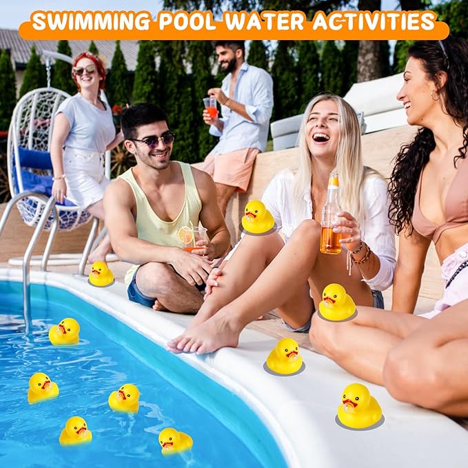 [24 Pack] Yellow Rubber Ducks, Bubble Mini Rubber Ducks in Bulk, Quiet Waterproof Bathtub Toys for Stress Relief, Pool Party, Baby Shower Game & Birthday Gifts